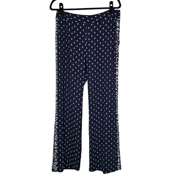 Cabi 8 Blue Trouser Pants Paisley High Rise Wide Leg  5176 Office Career Boho - Picture 1 of 10